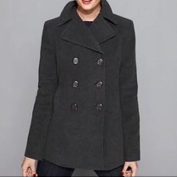 American Eagle Outfitters Jackets & Blazers - American Eagle Outfitters, Brown, Thigh Length, Wool Pea Coat W/pockets, Sz Med